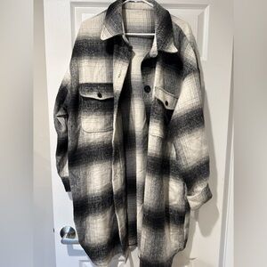 Plaid Black and White Oversized Jacket